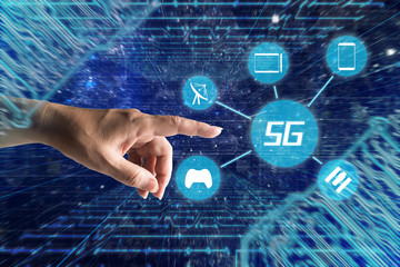 Blue background 5g era changes life