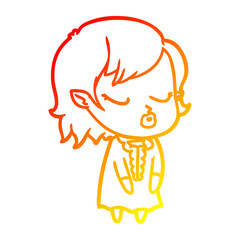 warm gradient line drawing cute cartoon vampire girl