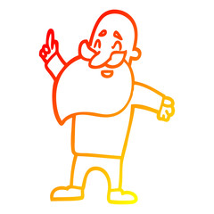 warm gradient line drawing cartoon man with beard