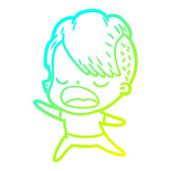 cold gradient line drawing cartoon cool hipster girl talking