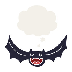 cartoon bat and thought bubble in retro style