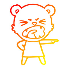 warm gradient line drawing angry cartoon bear in dress shouting