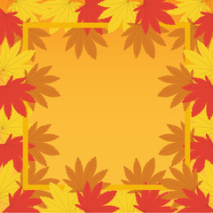 Vector background with red, orange, brown and yellow falling autumn leaves.