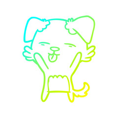 cold gradient line drawing cartoon dog sticking out tongue