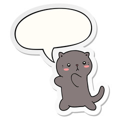 cute cartoon cat and speech bubble sticker