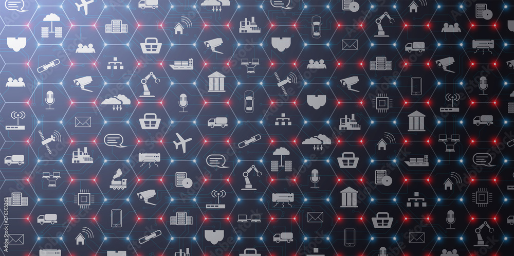 Leinwandbilder iot (internet of things ) or industry 4.0 (industrial internet) banner. concept and infographic. con