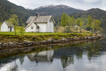 Fototapeta na wymiar Mostraumen on the fjord, Norway