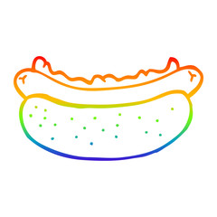 rainbow gradient line drawing cartoon hotdog