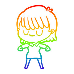 rainbow gradient line drawing cartoon woman