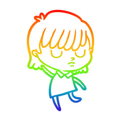 rainbow gradient line drawing cartoon woman