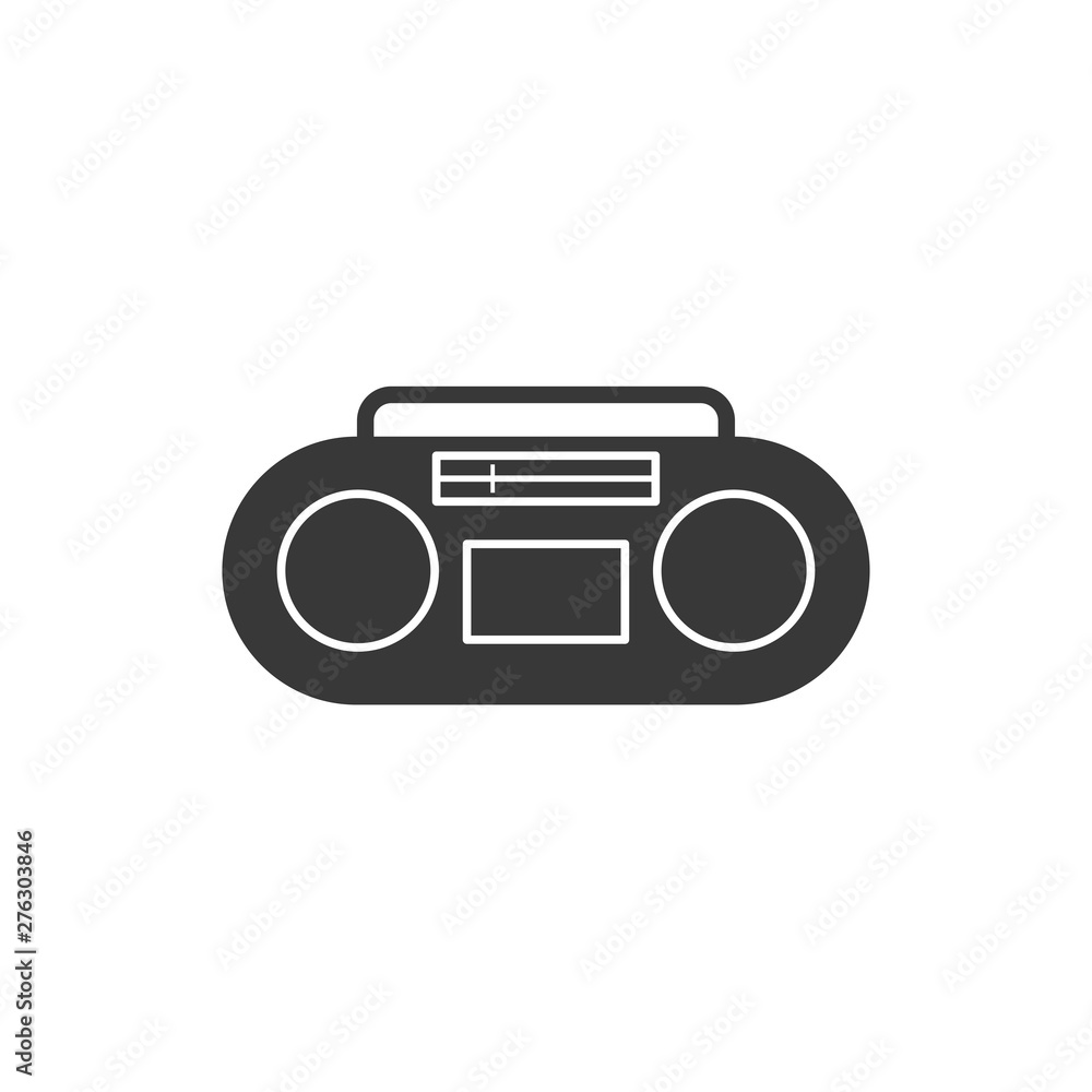 Poster media music and radio player icon symbol template black color editable. simple logo vector illustrat
