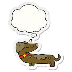 cartoon dog and thought bubble as a printed sticker