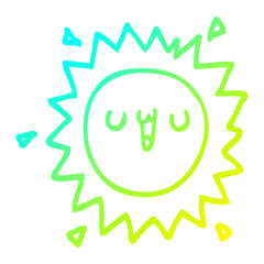 cold gradient line drawing cartoon sun