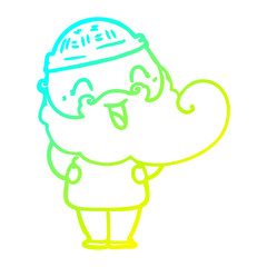 cold gradient line drawing happy bearded man