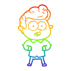 rainbow gradient line drawing cartoon staring man