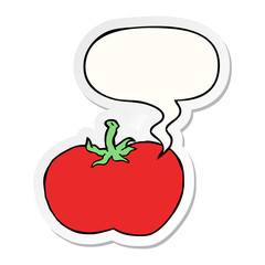cartoon tomato and speech bubble sticker