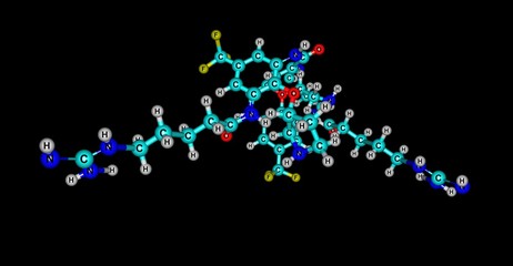Brilacidin antibiotic molecular structure isolated on black