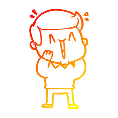 warm gradient line drawing cartoon excited man