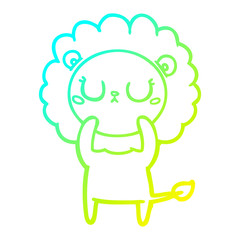 cold gradient line drawing cartoon lion