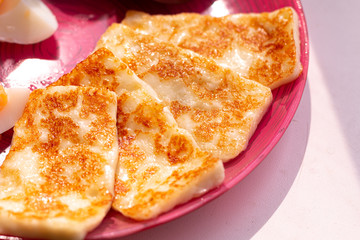 Traditional grilled Cyprus halloumi cheese, goat cheese, healthy organic food
