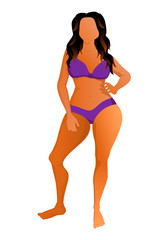 Cute tanned woman dressed in bikini. Vector illustration.