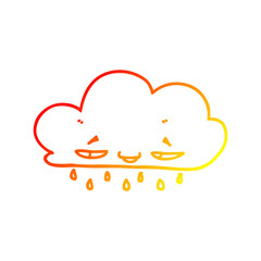 warm gradient line drawing cartoon rain cloud