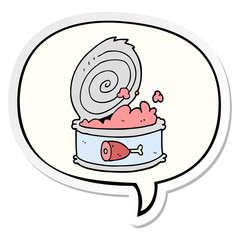 cartoon canned food and speech bubble sticker
