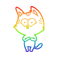 rainbow gradient line drawing cartoon cat