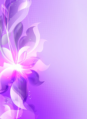 Light purple composition with abstract silhouettes of leaves and flowers