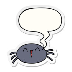 cartoon halloween spider and speech bubble sticker