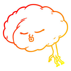 warm gradient line drawing cartoon brain