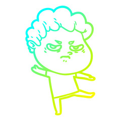 cold gradient line drawing cartoon angry man
