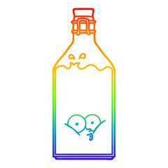 rainbow gradient line drawing cartoon old bottle