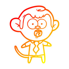 warm gradient line drawing cartoon monkey businessman