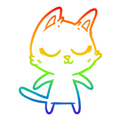 rainbow gradient line drawing calm cartoon cat