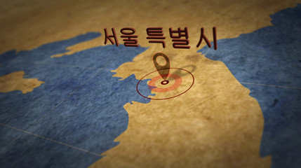 Seoul Korean on retro map