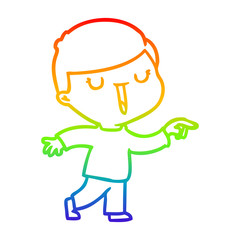 rainbow gradient line drawing cartoon happy boy