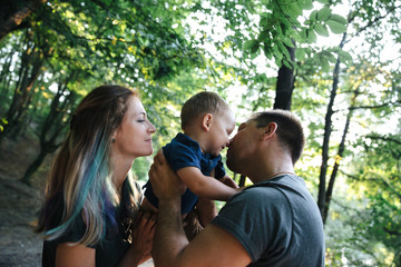 Fototapeta premium family together on the bank of the river
