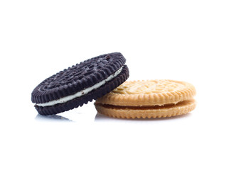 cookies with cream filling isolated on white background
