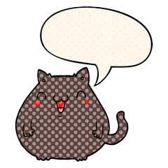 cartoon cat and speech bubble in comic book style
