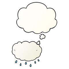 cartoon rain cloud and thought bubble in smooth gradient style