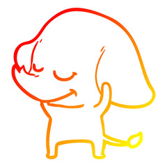Obraz premium warm gradient line drawing cartoon smiling elephant