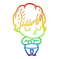 rainbow gradient line drawing cartoon woman