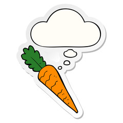 cartoon carrot and thought bubble as a printed sticker