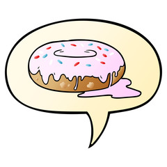cartoon donut and speech bubble in smooth gradient style