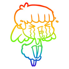 rainbow gradient line drawing cartoon woman