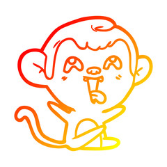 warm gradient line drawing crazy cartoon monkey
