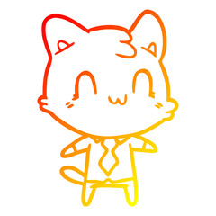 warm gradient line drawing cartoon happy cat