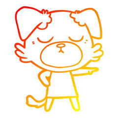 warm gradient line drawing cute cartoon dog