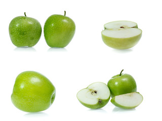 Green apple collection isolated on white background (set)